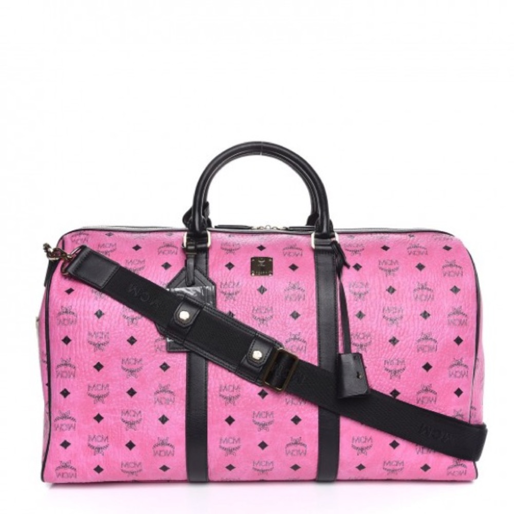 MCM Vesitos Medium Traveler Weekend Bag Pink/Black *rare
